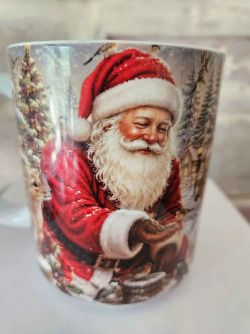 Hand Crafted Red and White Santa Claus Christmas Coffee Mug